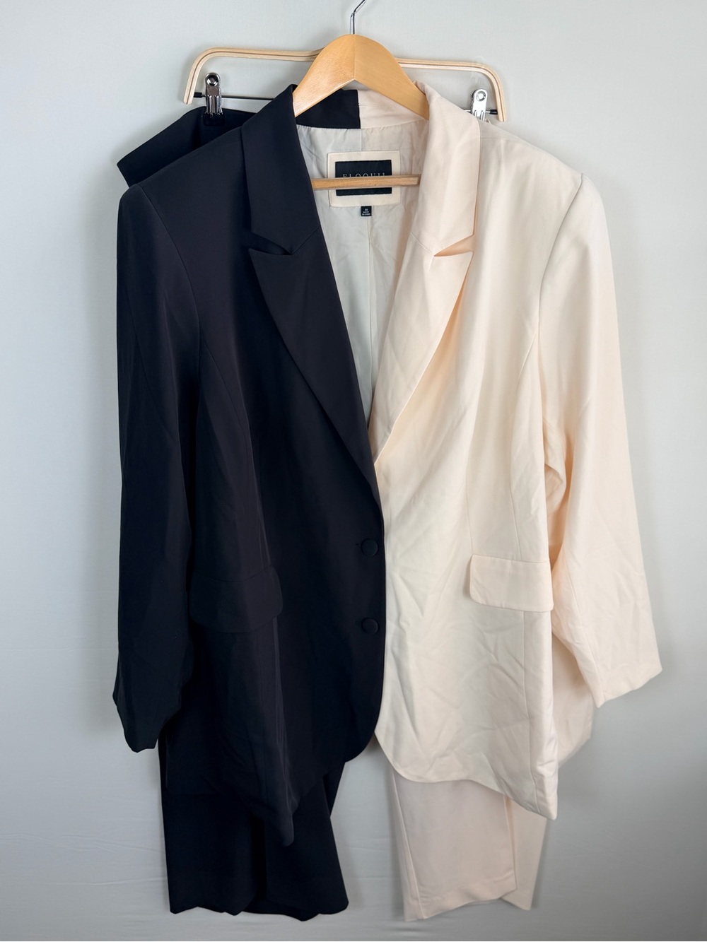 ELOQUII Colorblock Suit Set NWT Black Ivory Blazer 28 Pants 26 Plus Size